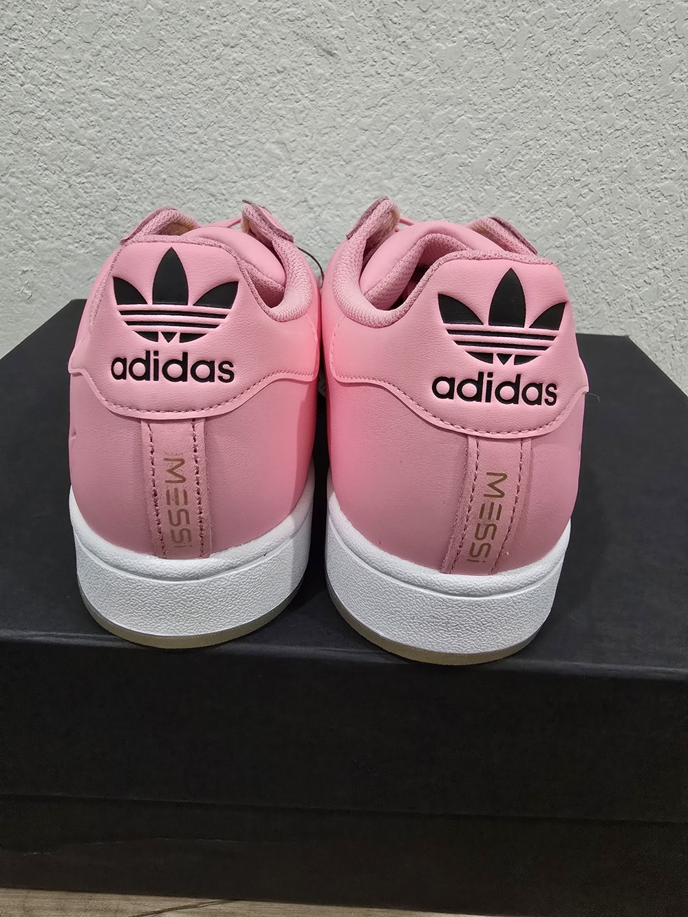 Adidas Messi Women's Pink Superstar Sneakers with Black Stripes - Picture 3 of 8